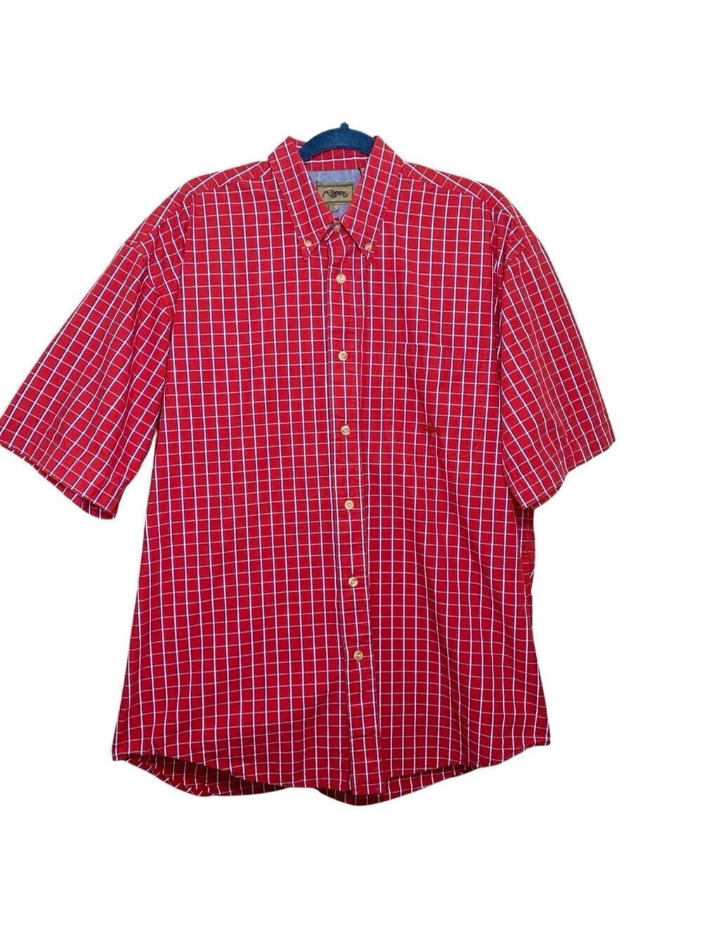 Roper Red Plaid Casual Button Down Shirt Sz L Short Sleeve Relaxed Fit Western